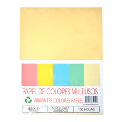 HOJA CARTA COLORES PASTEL 100 HJ ORGANIZACION PAPELERA MNK