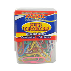 CLIP COLORES 28 MM 100 PZ PASCUA