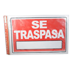 LETRERO ACRILICO 1 CARA 30X20 SE TRASPASA N-03 SEÑALES