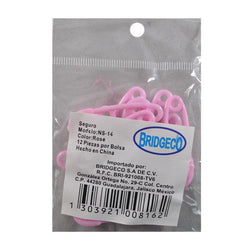 SEGURO PLASTICO BABY SHOWER NS-14 ROSA 12 PZ BRIDGECO
