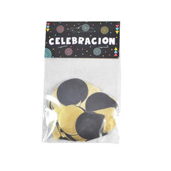 CONFETI P/GLOBO CIRCULO ORO/NEGRO VM FIESTA