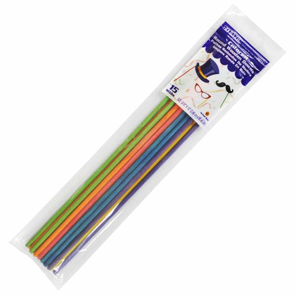 PALITOS REDONDOS MADERA 30.48 CM COLORES SURTIDOS 15 PZ 6811 BAZIC