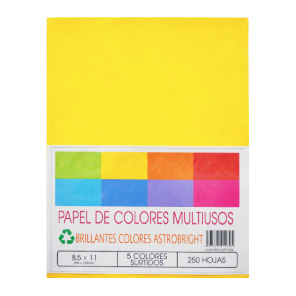 HOJA CARTA 5 COLORES BRIGHT 250 HJ SP002 ORGANIZACION PAPELERA MNK