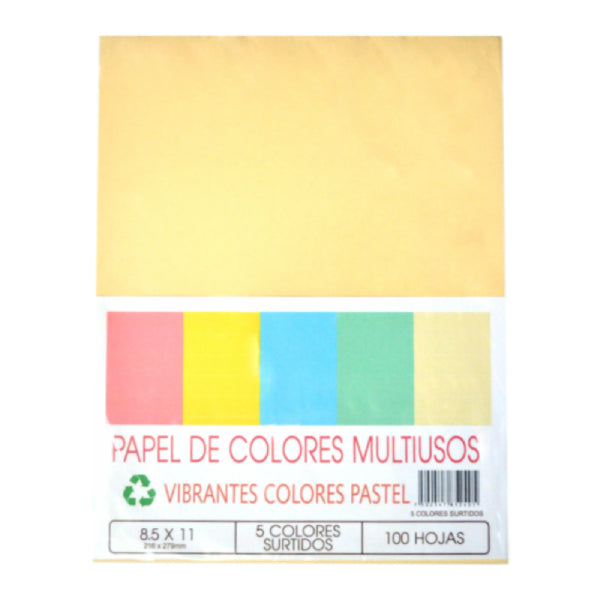 HOJA CARTA COLORES PASTEL 100 HJ ORGANIZACION PAPELERA MNK