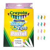MARCADOR DELGADO PASTEL SUPER TIPS 12 PZ CRAYOLA MNK
