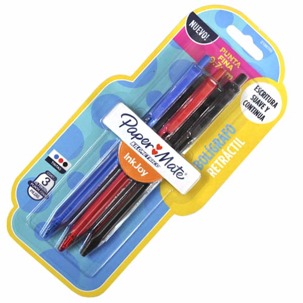 PLUMA RETRACTIL KILOMETRICO COLORES SURTIDOS 3 PZ FINO NEWELL BEROL MNK