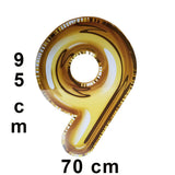 NUMERO CARTON TIPO GLOBO 95 CM #9 DORADO PADI