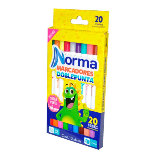MARCADOR LAVABLE DOBLE PUNTA 10 PZ  NORMA NMK