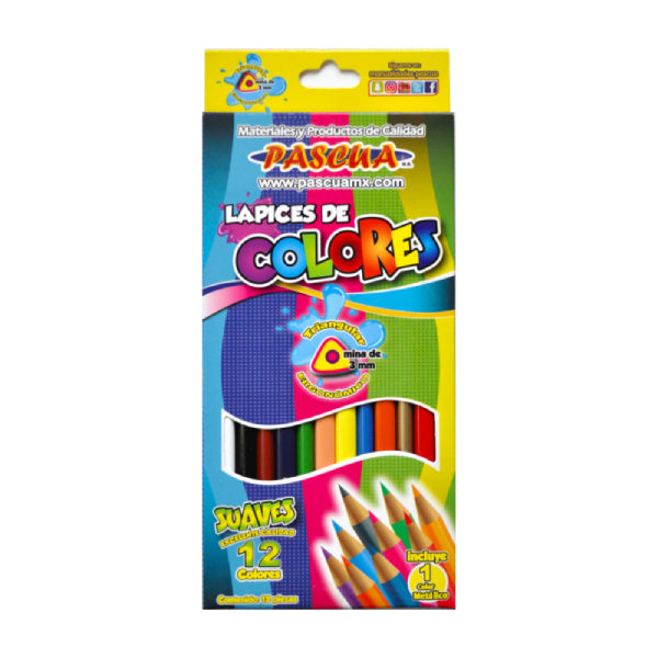 COLORES MADERA TRIANGULARES LARGOS 12 PZ PASCUA MNK