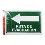 LETRERO ACRILICO 1 CARA 30X20 RUTA DE EVACUACION IZQUIERDA SEÑALES