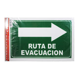 LETRERO ACRILICO 1 CARA 30X20 RUTA DE EVACUACION DERECHA SEÑALES