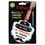 VELA PASTEL PILLINES 2 EN 1 MENSAJE + CHISPAS LA COLMENA