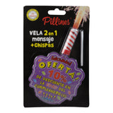 VELA PASTEL PILLINES 2 EN 1 MENSAJE + CHISPAS LA COLMENA
