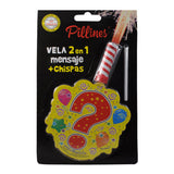 VELA PASTEL PILLINES 2 EN 1 MENSAJE + CHISPAS LA COLMENA