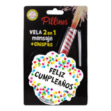 VELA PASTEL PILLINES 2 EN 1 MENSAJE + CHISPAS LA COLMENA