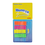 NOTAS ADHESIVAS MEMOTIP NEON 1/2 PULGADA DESPACHADOR 5 COLORES JANEL