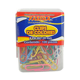 CLIP COLORES 28 MM 100 PZ PASCUA