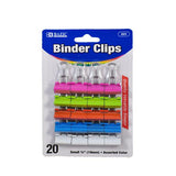 CLIP BINDER 3/4 SURTIDO 20 PZ BAZIC