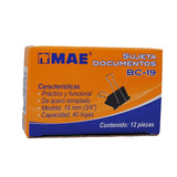 SUJETA DOCUMENTOS 3/4 PULGADA 19 MM 12 PZ MAE