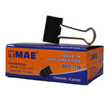 SUJETA DOCUMENTOS 3/4 PULGADA 19 MM 12 PZ MAE