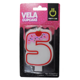 VELA PASTEL CUPCKAE NUM 5 ROSA FABRICAS SELECTAS