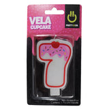 VELA PASTEL CUPCKAE NUM 7 ROSA FABRICAS SELECTAS