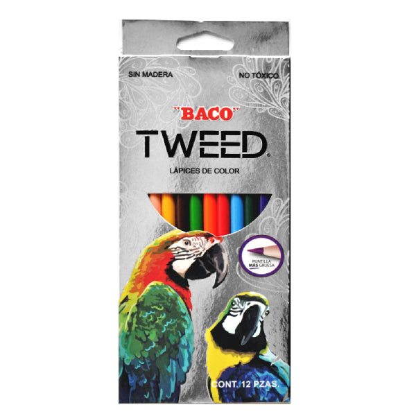COLORES SIN MADERA TWEED LARGOS 12 PZ BACO MNK