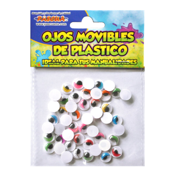 OJO MOVIBLE COLORES 10 MM 50 PZ PASCUA